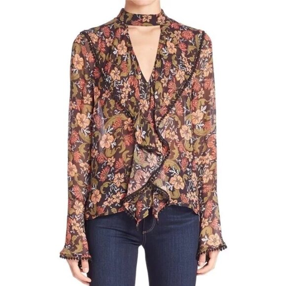 Nicholas Silk Floral Frill‎ Cut-Out Top Blouse Pretty Little Liars Size 4 - Picture 1 of 12